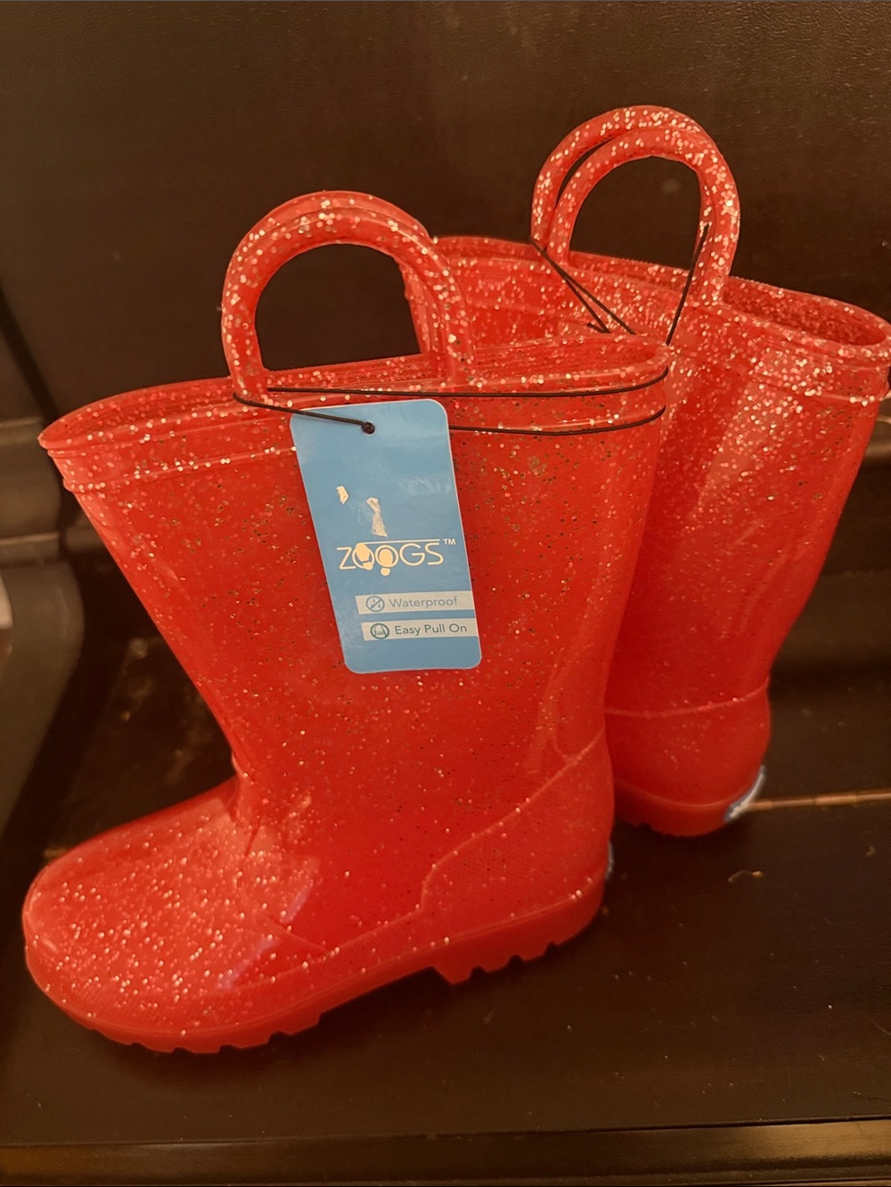Zoggs Kids' Red Glitter Waterproof Rain & Snow Boots